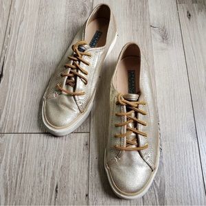 Sperry Top-Sider gold and leather lace-ups, size 7.5